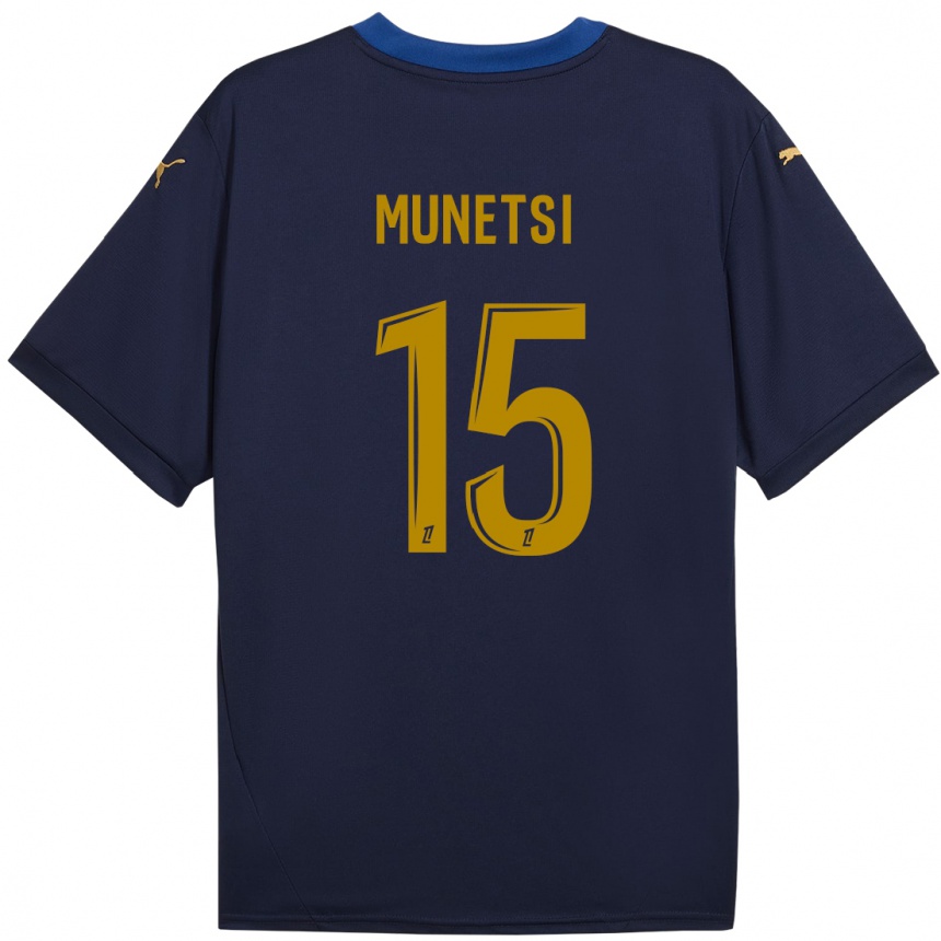 Kinder Fußball Marshall Munetsi #15 Marineblau Gold Auswärtstrikot Trikot 2024/25 T-Shirt Luxemburg