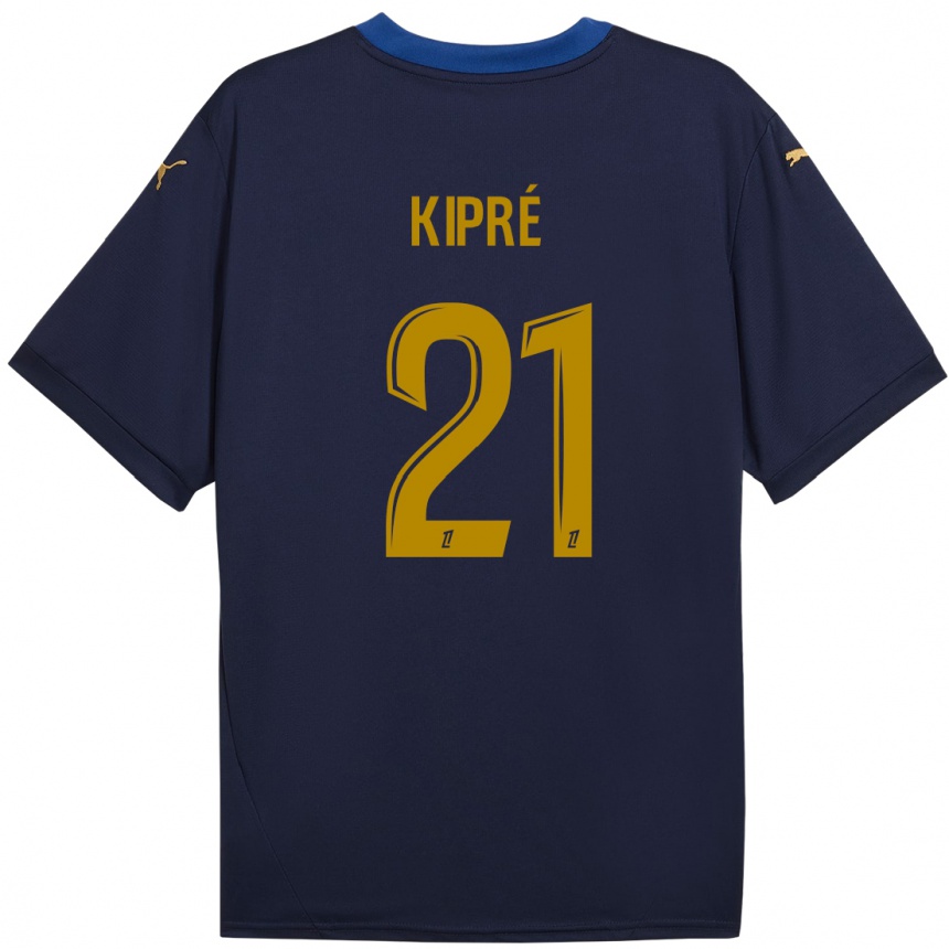 Kinder Fußball Cédric Kipré #21 Marineblau Gold Auswärtstrikot Trikot 2024/25 T-Shirt Luxemburg