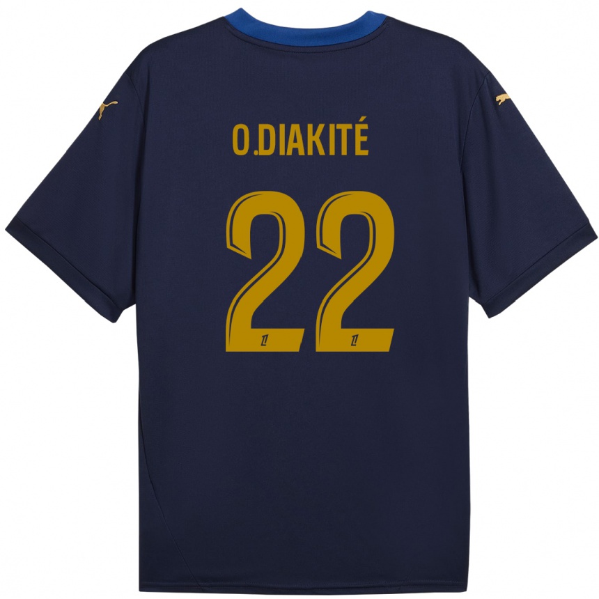 Kinder Fußball Oumar Diakité #22 Marineblau Gold Auswärtstrikot Trikot 2024/25 T-Shirt Luxemburg