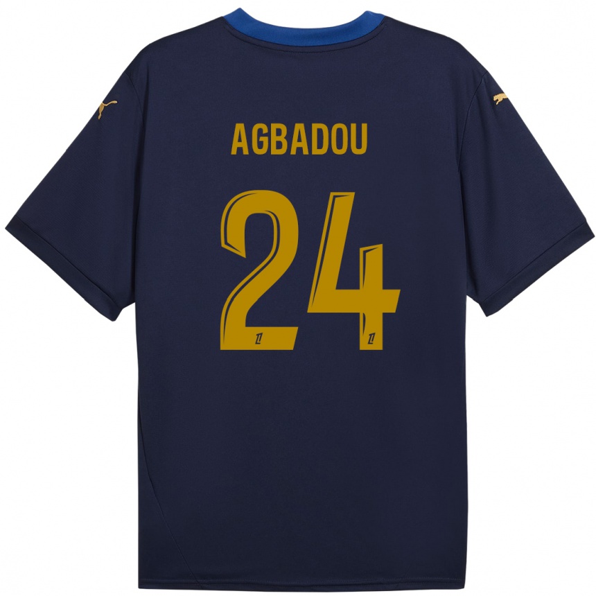 Kinder Fußball Emmanuel Agbadou #24 Marineblau Gold Auswärtstrikot Trikot 2024/25 T-Shirt Luxemburg