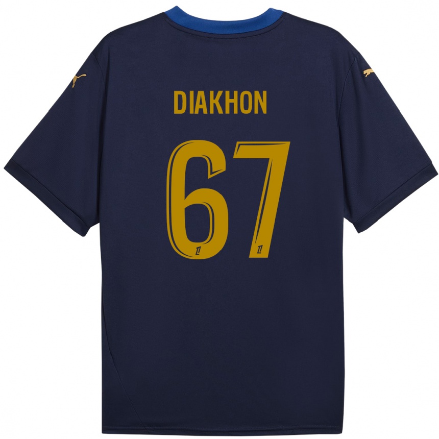 Kinder Fußball Mamadou Diakhon #67 Marineblau Gold Auswärtstrikot Trikot 2024/25 T-Shirt Luxemburg