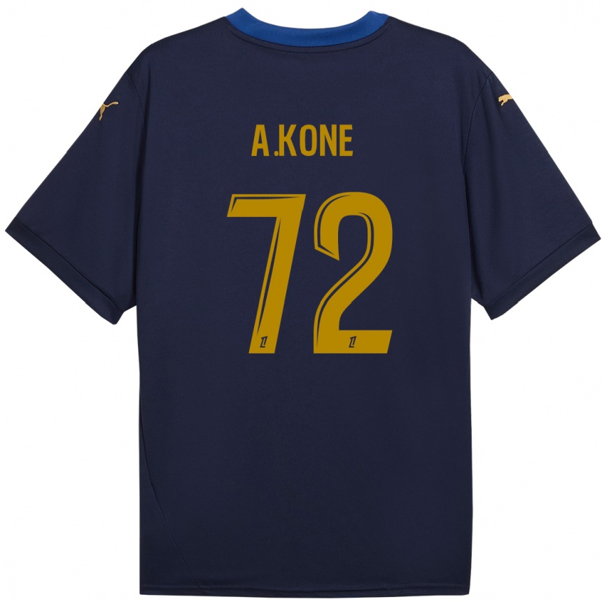 Kinder Fußball Amadou Koné #72 Marineblau Gold Auswärtstrikot Trikot 2024/25 T-Shirt Luxemburg