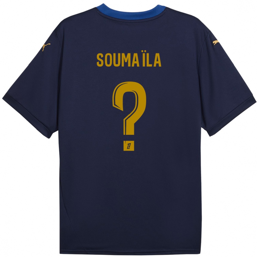 Kinder Fußball Soumaïla Sylla #0 Marineblau Gold Auswärtstrikot Trikot 2024/25 T-Shirt Luxemburg