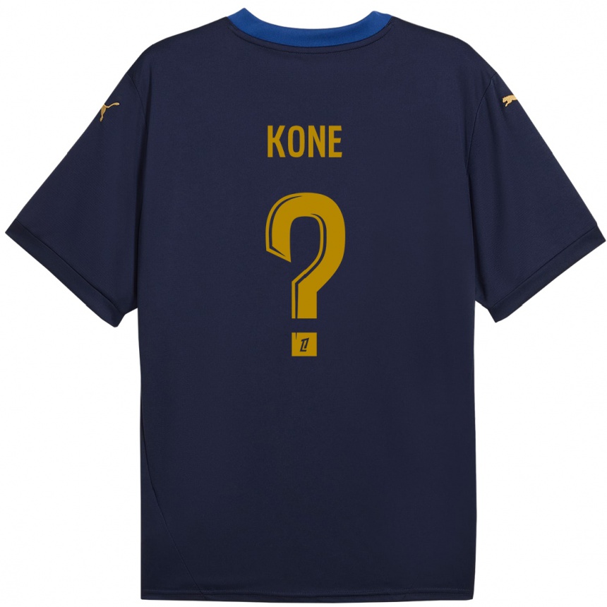 Kinder Fußball Abdoul Koné #0 Marineblau Gold Auswärtstrikot Trikot 2024/25 T-Shirt Luxemburg