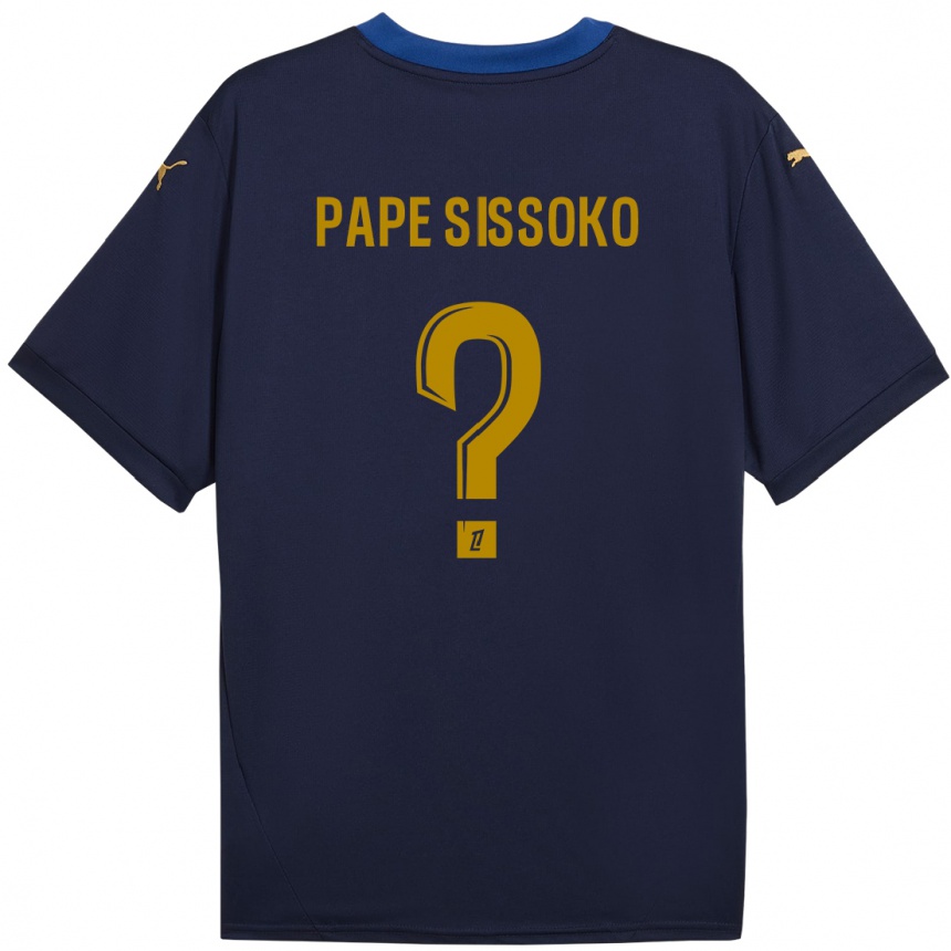 Kinder Fußball Niama Pape Sissoko #0 Marineblau Gold Auswärtstrikot Trikot 2024/25 T-Shirt Luxemburg