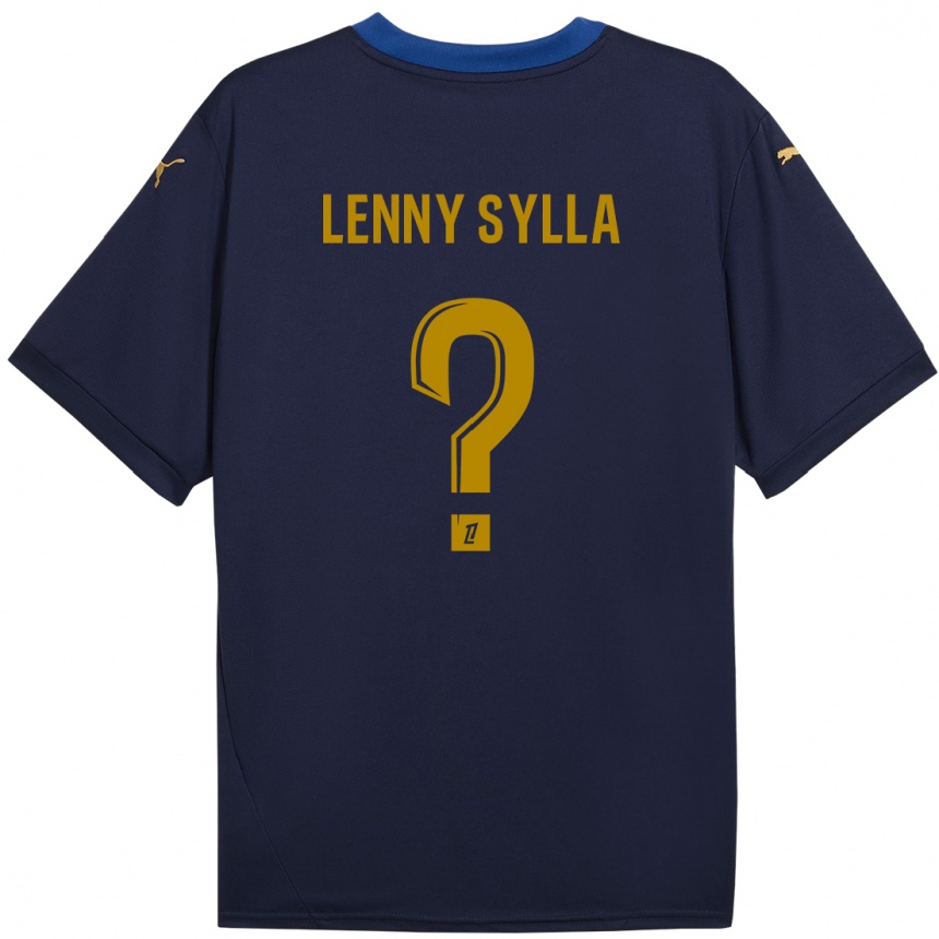 Kinder Fußball Lenny Sylla #0 Marineblau Gold Auswärtstrikot Trikot 2024/25 T-Shirt Luxemburg