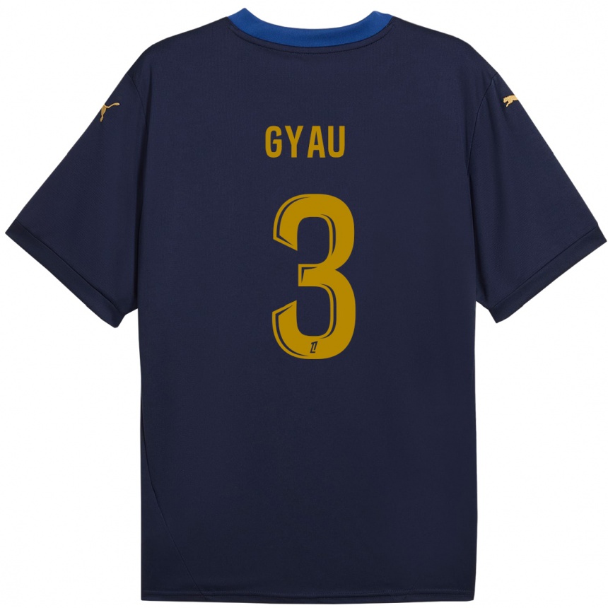 Kinder Fußball Mia Gyau #3 Marineblau Gold Auswärtstrikot Trikot 2024/25 T-Shirt Luxemburg