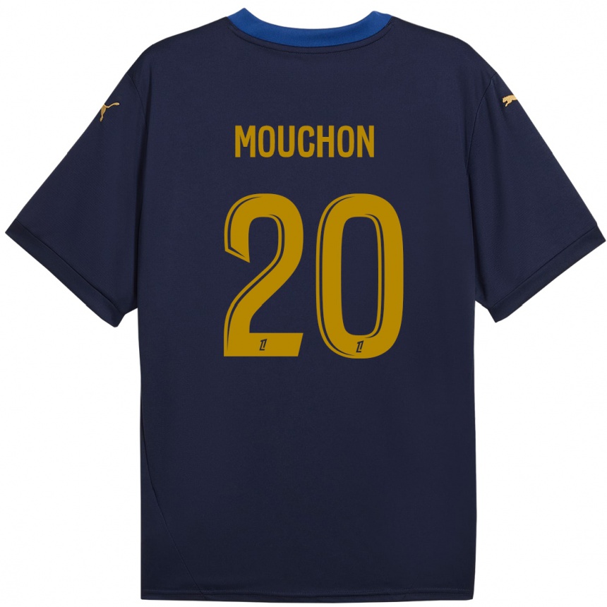 Kinder Fußball Noemie Mouchon #20 Marineblau Gold Auswärtstrikot Trikot 2024/25 T-Shirt Luxemburg