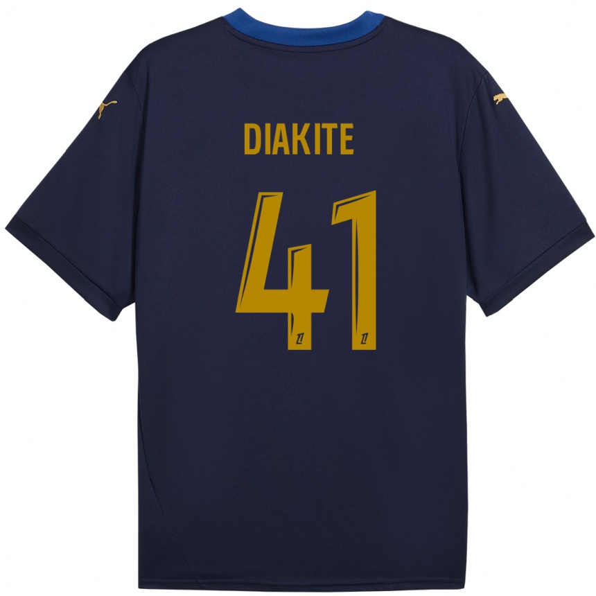 Kinder Fußball Ibrahim Diakité #41 Marineblau Gold Auswärtstrikot Trikot 2024/25 T-Shirt Luxemburg