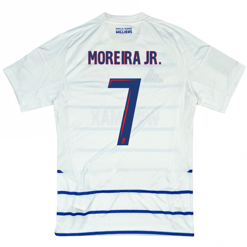 Kinder Fußball Diego Moreira #7 Weiß Blau Auswärtstrikot Trikot 2024/25 T-Shirt Luxemburg