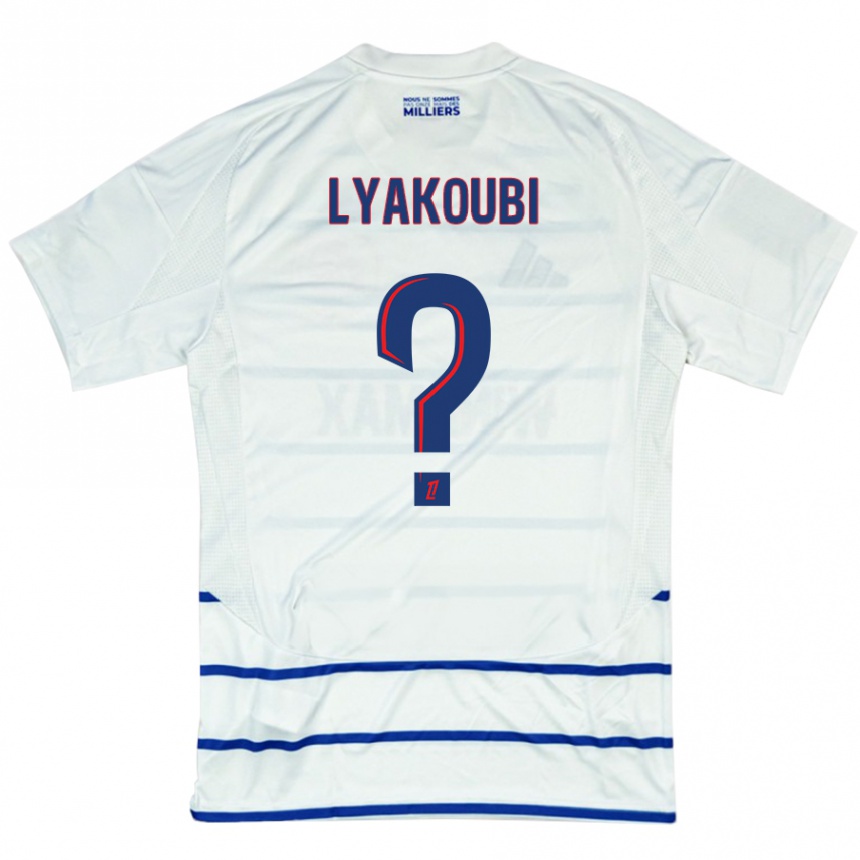 Kinder Fußball Oussama Lyakoubi #0 Weiß Blau Auswärtstrikot Trikot 2024/25 T-Shirt Luxemburg