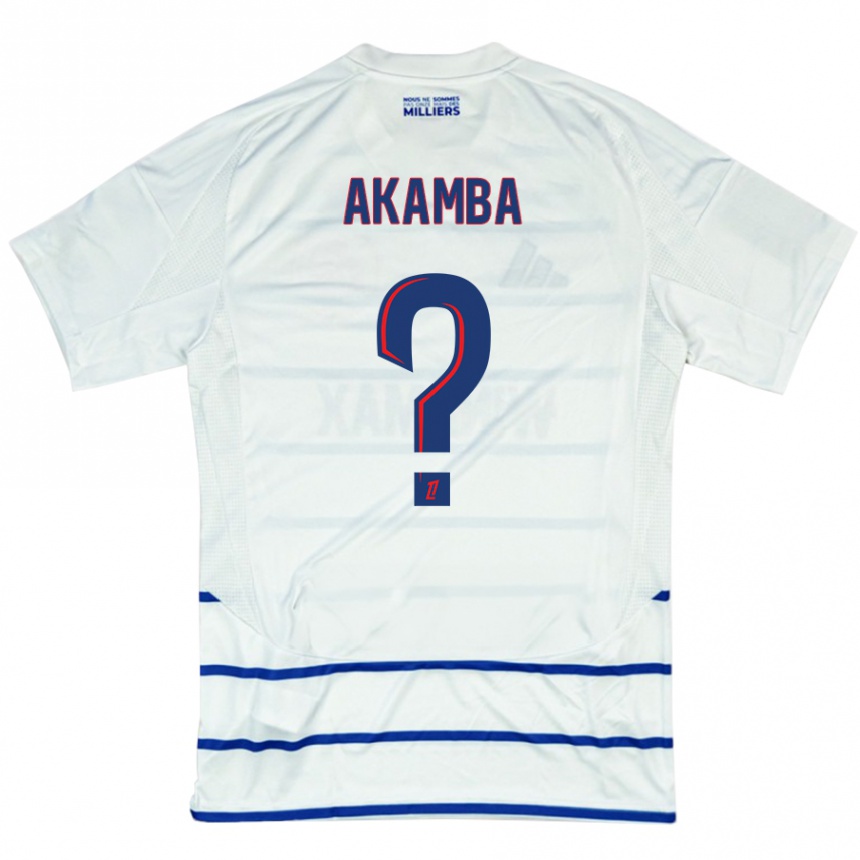 Kinder Fußball Fred Akamba #0 Weiß Blau Auswärtstrikot Trikot 2024/25 T-Shirt Luxemburg