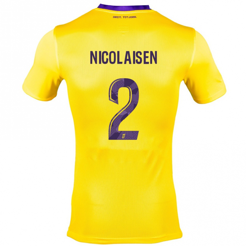 Kinder Fußball Rasmus Nicolaisen #2 Gelb Lila Auswärtstrikot Trikot 2024/25 T-Shirt Luxemburg