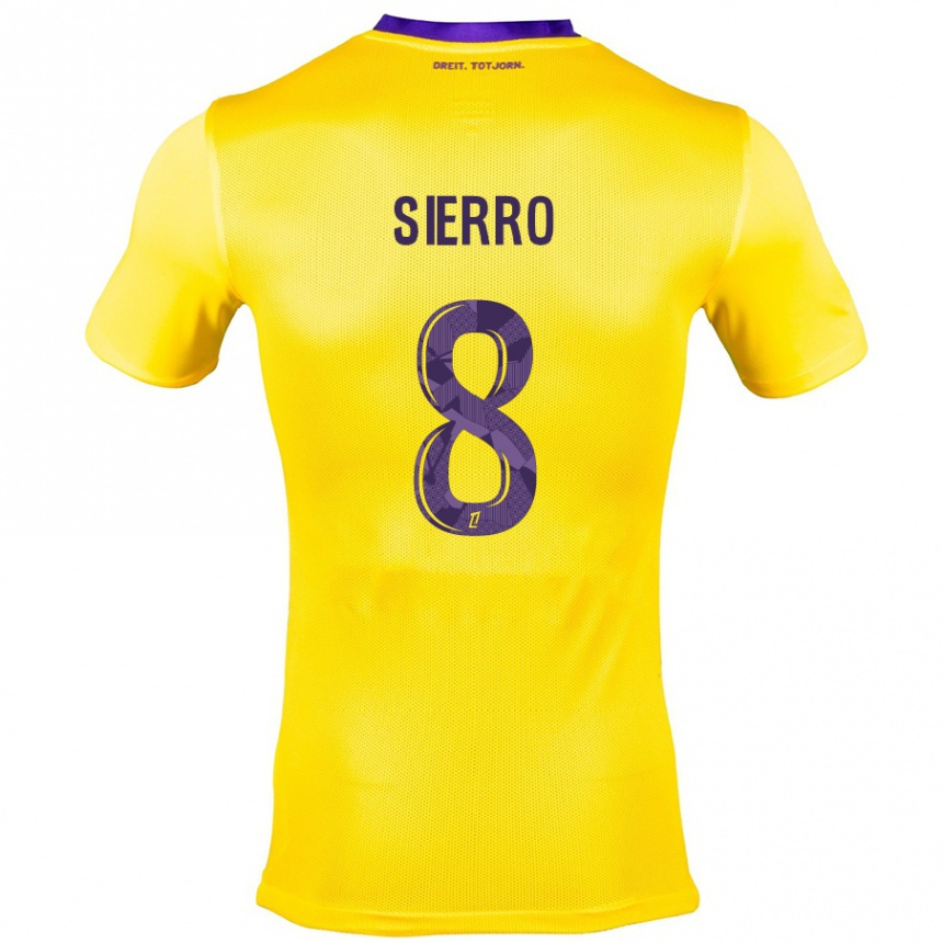 Kinder Fußball Vincent Sierro #8 Gelb Lila Auswärtstrikot Trikot 2024/25 T-Shirt Luxemburg