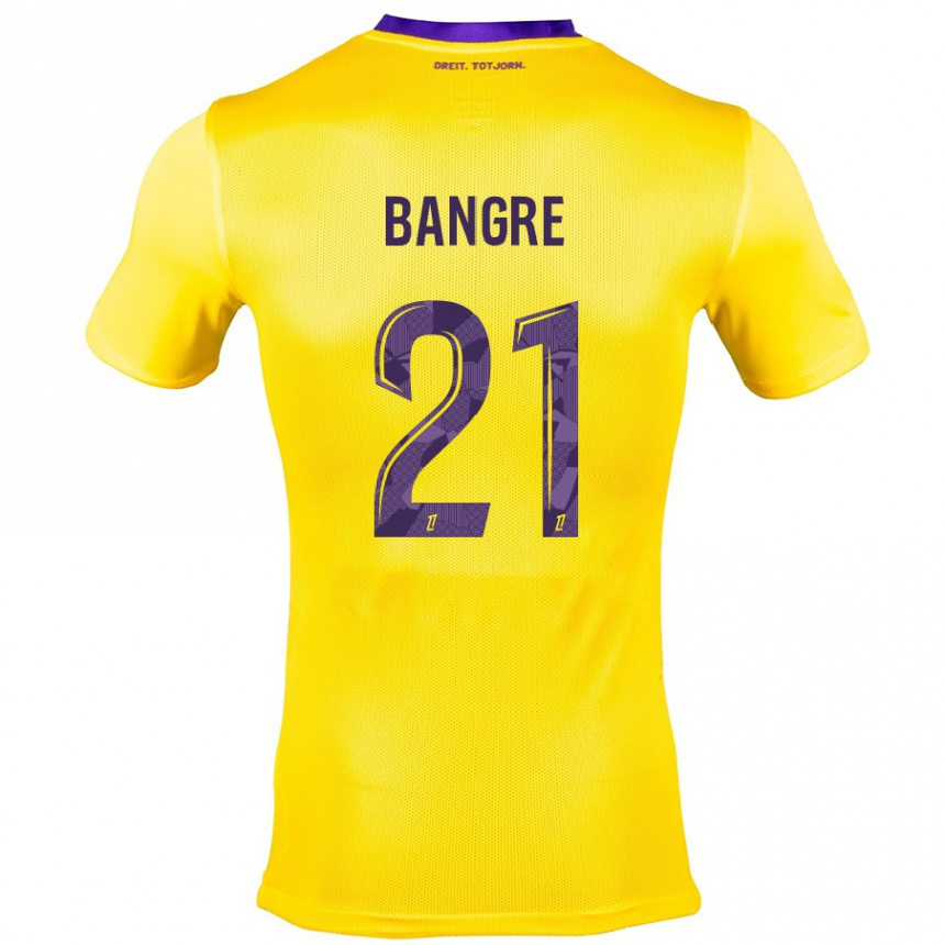 Kinder Fußball Mamady Bangré #21 Gelb Lila Auswärtstrikot Trikot 2024/25 T-Shirt Luxemburg