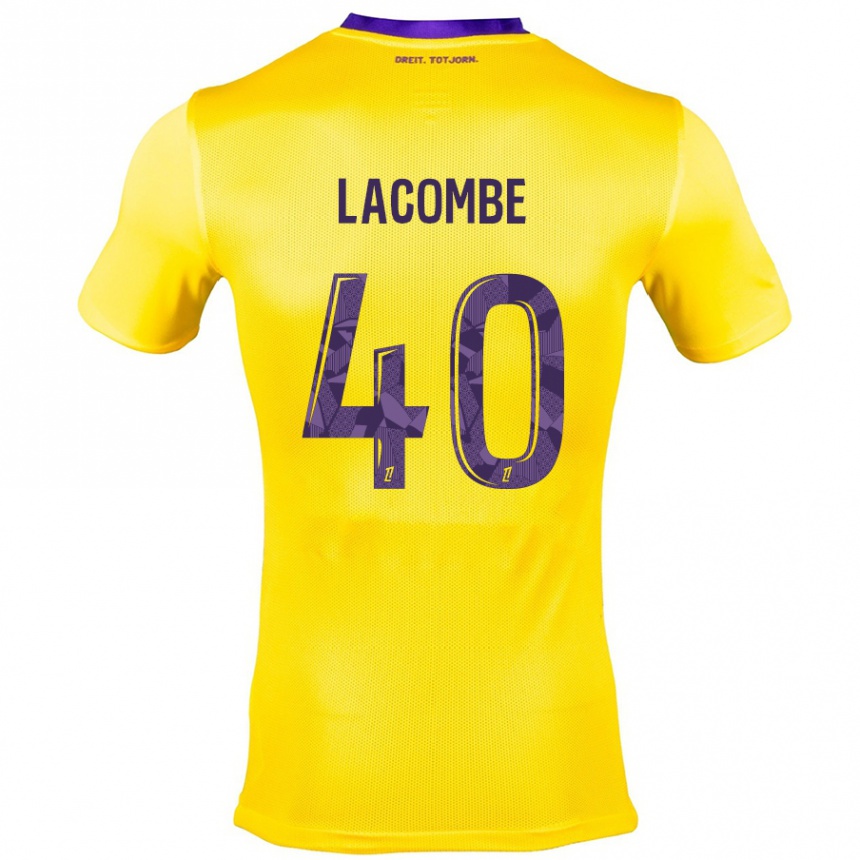 Kinder Fußball Justin Lacombe #40 Gelb Lila Auswärtstrikot Trikot 2024/25 T-Shirt Luxemburg