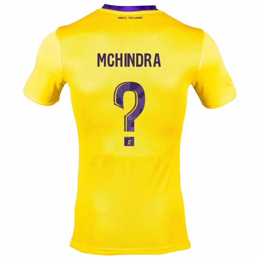 Kinder Fußball Naime Said Mchindra #0 Gelb Lila Auswärtstrikot Trikot 2024/25 T-Shirt Luxemburg