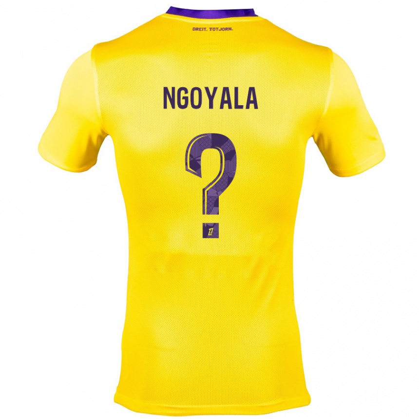 Kinder Fußball Frédéric Efuele Ngoyala #0 Gelb Lila Auswärtstrikot Trikot 2024/25 T-Shirt Luxemburg