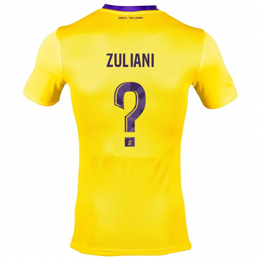 Kinder Fußball Edhy Zuliani #0 Gelb Lila Auswärtstrikot Trikot 2024/25 T-Shirt Luxemburg