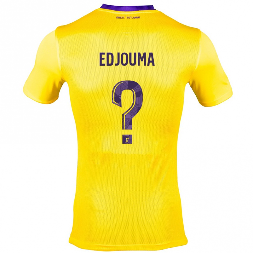 Kinder Fußball Noah Edjouma #0 Gelb Lila Auswärtstrikot Trikot 2024/25 T-Shirt Luxemburg