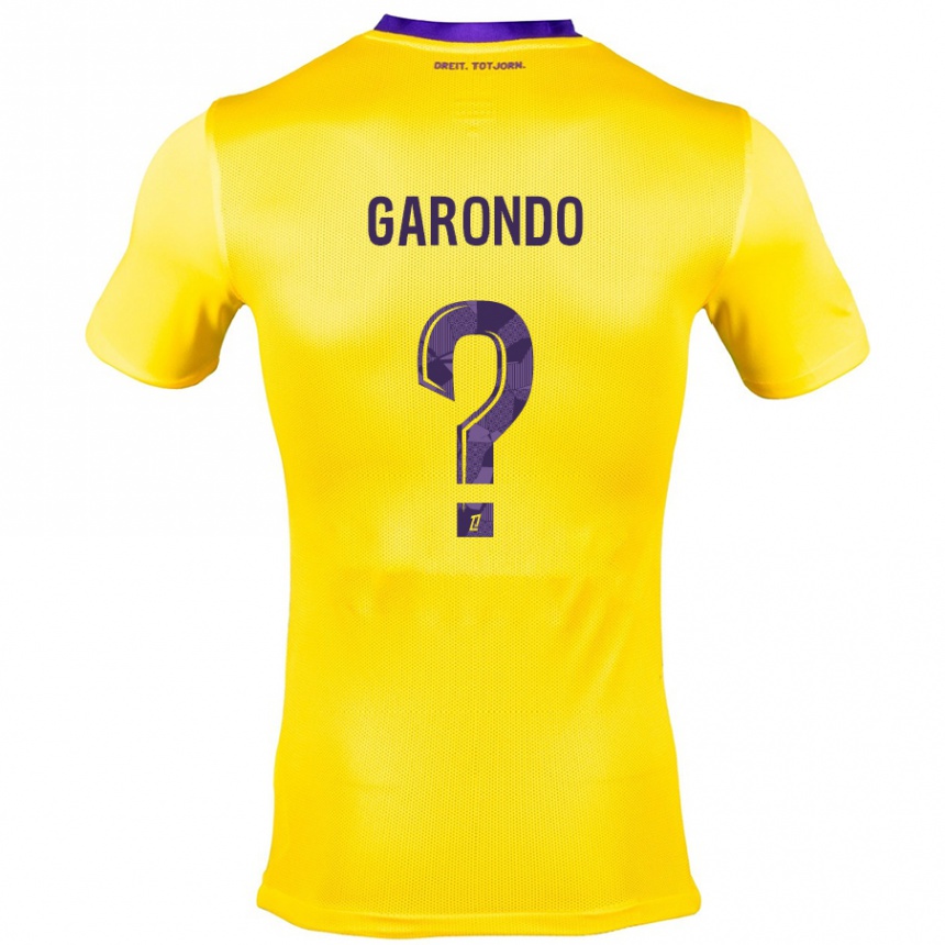 Kinder Fußball Thibaud Garondo #0 Gelb Lila Auswärtstrikot Trikot 2024/25 T-Shirt Luxemburg