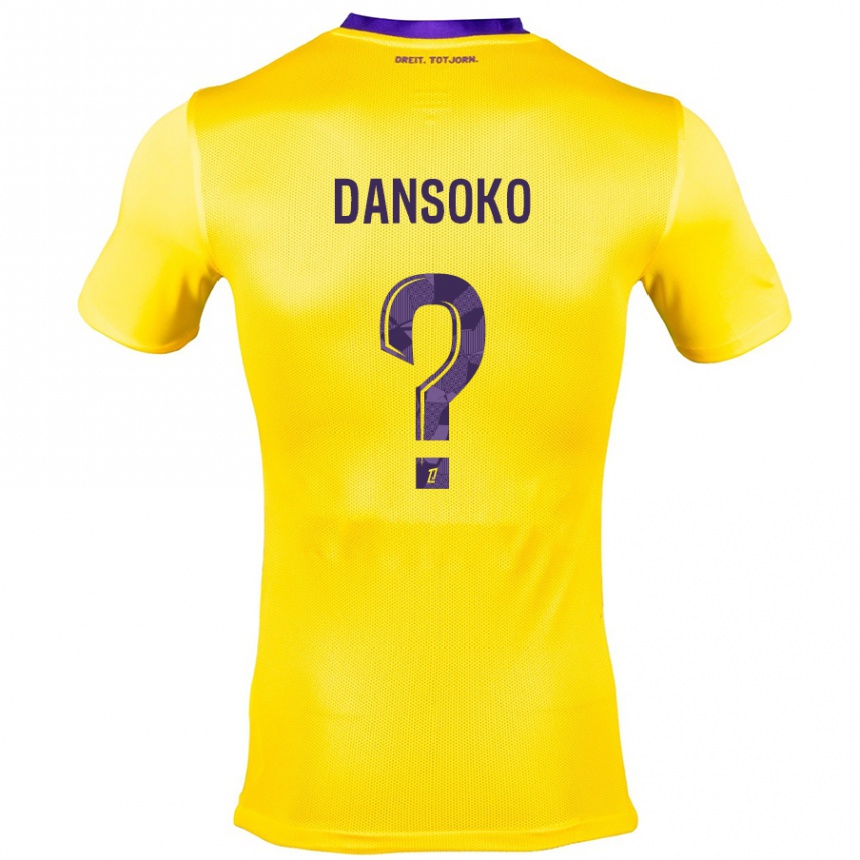 Kinder Fußball Mohamed Dansoko #0 Gelb Lila Auswärtstrikot Trikot 2024/25 T-Shirt Luxemburg