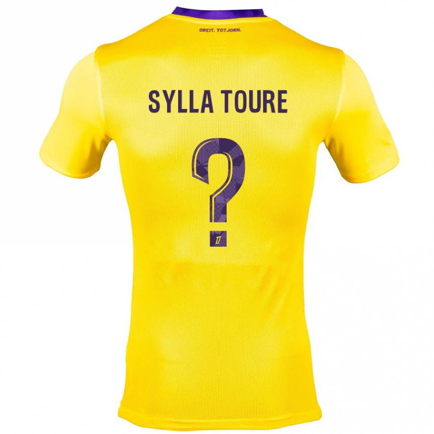 Kinder Fußball Ismael Sylla Touré #0 Gelb Lila Auswärtstrikot Trikot 2024/25 T-Shirt Luxemburg