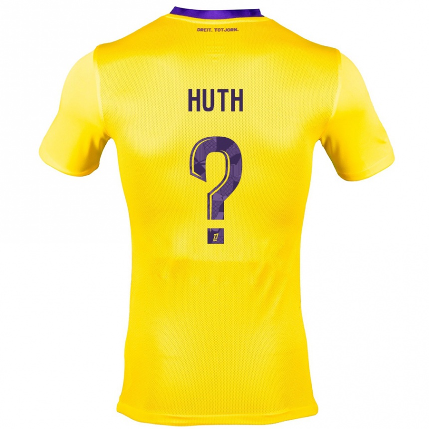 Kinder Fußball Lony Huth #0 Gelb Lila Auswärtstrikot Trikot 2024/25 T-Shirt Luxemburg