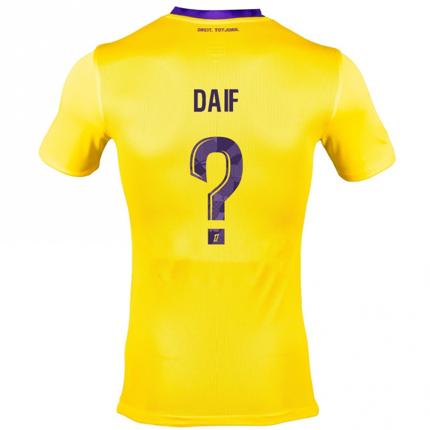 Kinder Fußball Mouhamed Daif #0 Gelb Lila Auswärtstrikot Trikot 2024/25 T-Shirt Luxemburg