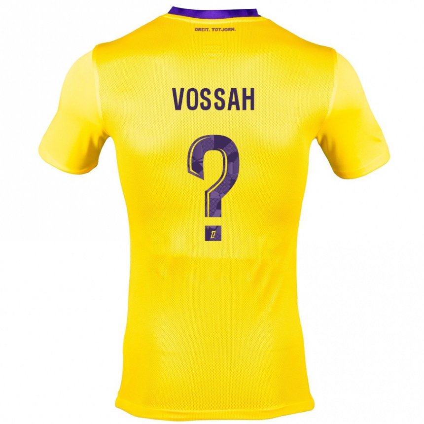 Kinder Fußball Alexis Vossah #0 Gelb Lila Auswärtstrikot Trikot 2024/25 T-Shirt Luxemburg