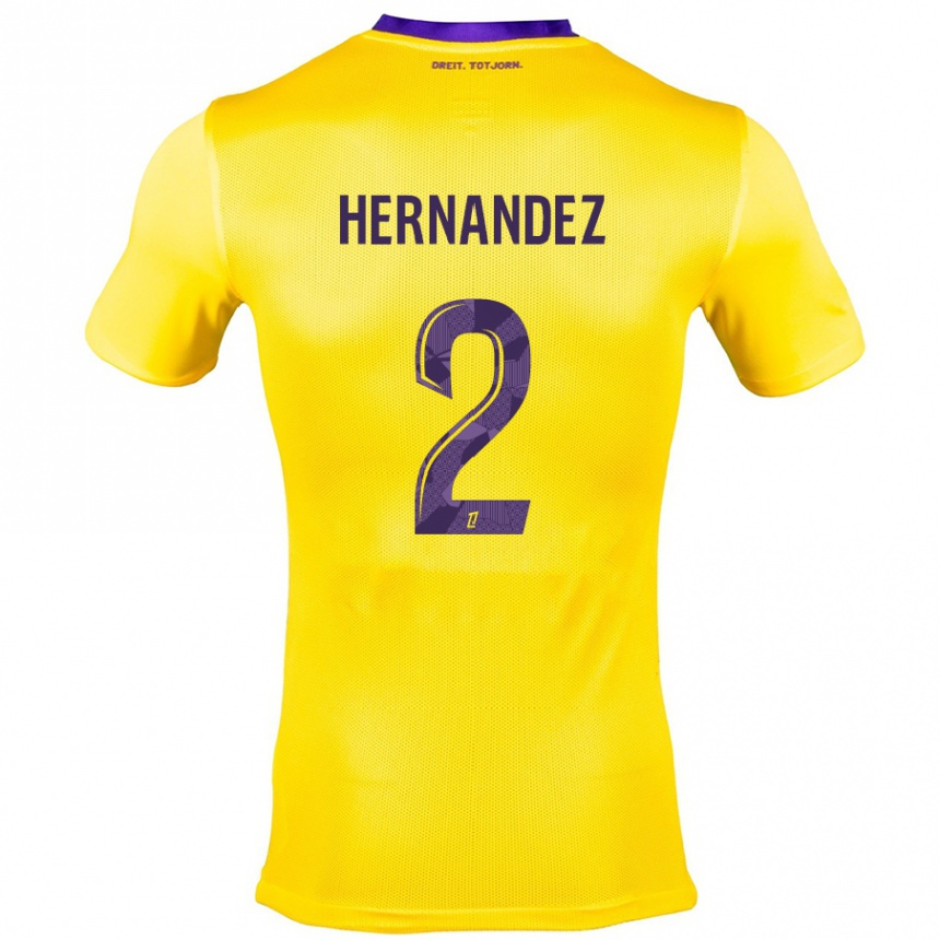 Kinder Fußball Lucie Hernandez #2 Gelb Lila Auswärtstrikot Trikot 2024/25 T-Shirt Luxemburg