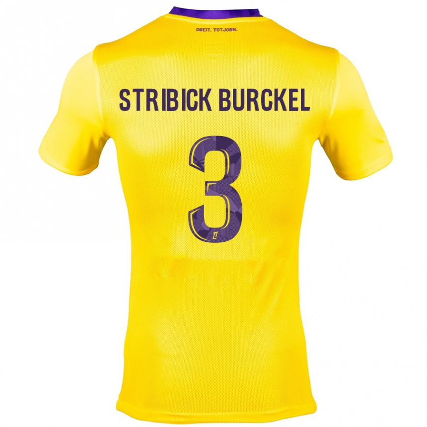 Kinder Fußball Laetitia Stribick-Burckel #3 Gelb Lila Auswärtstrikot Trikot 2024/25 T-Shirt Luxemburg