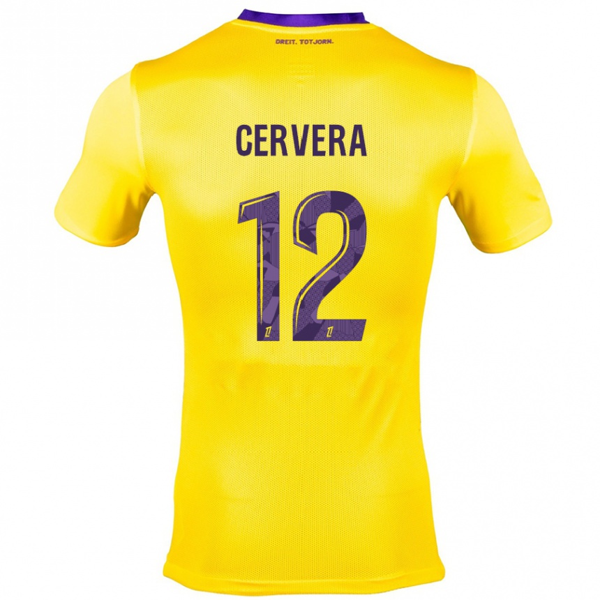 Kinder Fußball Laurianne Cervera #12 Gelb Lila Auswärtstrikot Trikot 2024/25 T-Shirt Luxemburg