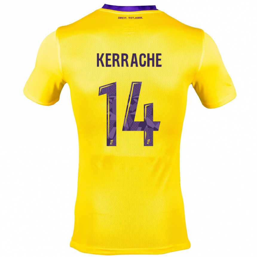 Kinder Fußball Marina Kerrache #14 Gelb Lila Auswärtstrikot Trikot 2024/25 T-Shirt Luxemburg