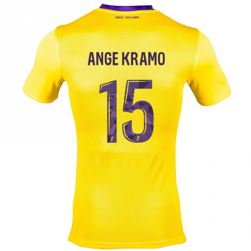 Kinder Fußball Marie Ange Kramo #15 Gelb Lila Auswärtstrikot Trikot 2024/25 T-Shirt Luxemburg