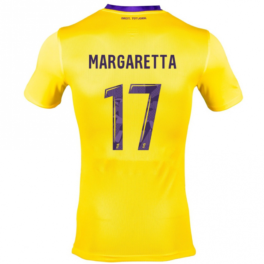 Kinder Fußball Jessica Margaretta #17 Gelb Lila Auswärtstrikot Trikot 2024/25 T-Shirt Luxemburg