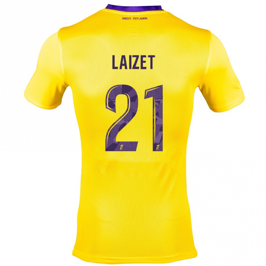 Kinder Fußball Emma Laizet #21 Gelb Lila Auswärtstrikot Trikot 2024/25 T-Shirt Luxemburg