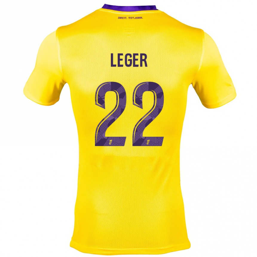 Kinder Fußball Christelle Léger #22 Gelb Lila Auswärtstrikot Trikot 2024/25 T-Shirt Luxemburg