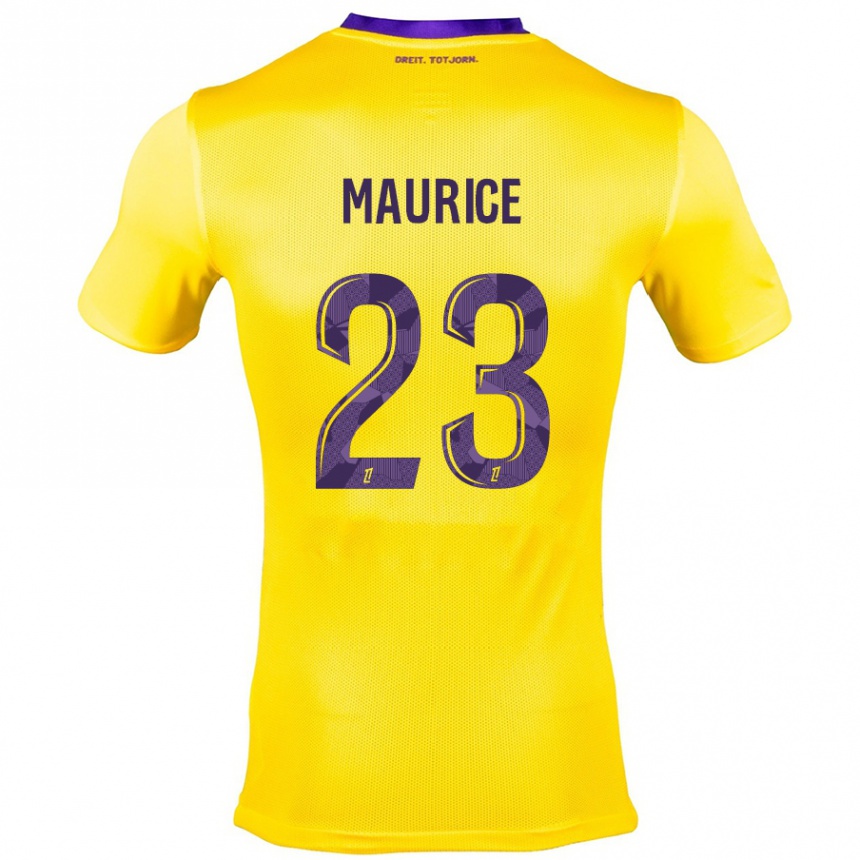 Kinder Fußball Sandra Maurice #23 Gelb Lila Auswärtstrikot Trikot 2024/25 T-Shirt Luxemburg