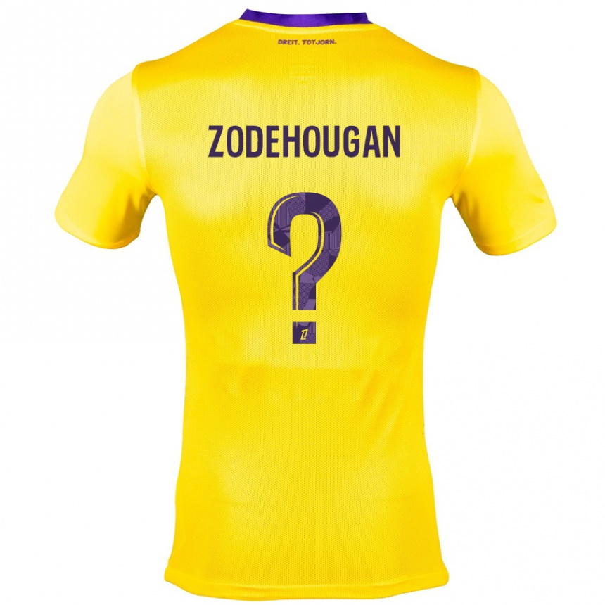 Kinder Fußball Yanis Zodehougan #0 Gelb Lila Auswärtstrikot Trikot 2024/25 T-Shirt Luxemburg