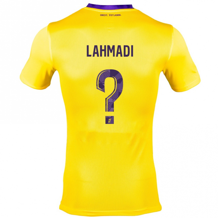 Kinder Fußball Noah Lahmadi #0 Gelb Lila Auswärtstrikot Trikot 2024/25 T-Shirt Luxemburg