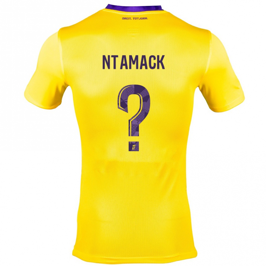 Kinder Fußball Alexis Ntamack #0 Gelb Lila Auswärtstrikot Trikot 2024/25 T-Shirt Luxemburg