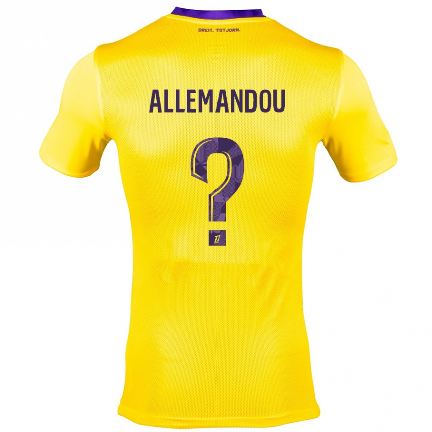 Kinder Fußball Teddy Allemandou #0 Gelb Lila Auswärtstrikot Trikot 2024/25 T-Shirt Luxemburg