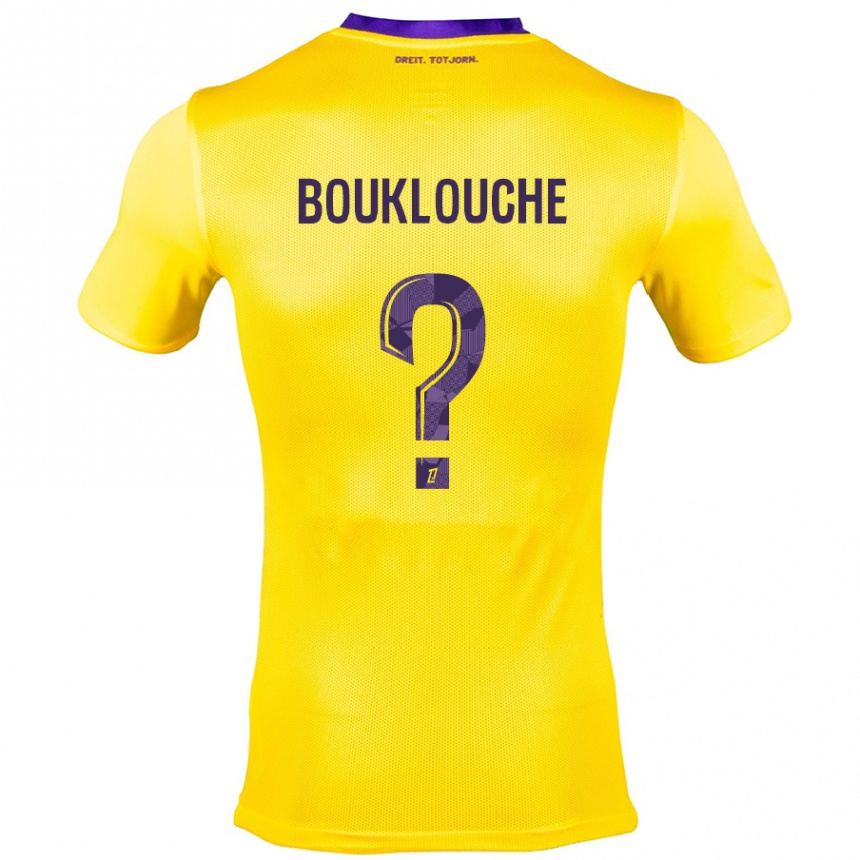 Kinder Fußball Kelyan Bouklouche #0 Gelb Lila Auswärtstrikot Trikot 2024/25 T-Shirt Luxemburg