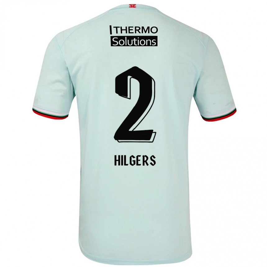 Kinder Fußball Mees Hilgers #2 Hellgrün Auswärtstrikot Trikot 2024/25 T-Shirt Luxemburg