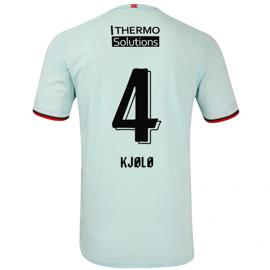 Kinder Fußball Mathias Kjølø #4 Hellgrün Auswärtstrikot Trikot 2024/25 T-Shirt Luxemburg