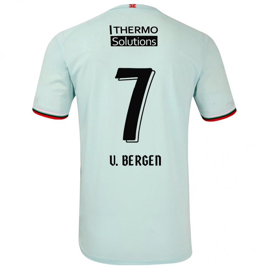 Kinder Fußball Mitchell Van Bergen #7 Hellgrün Auswärtstrikot Trikot 2024/25 T-Shirt Luxemburg