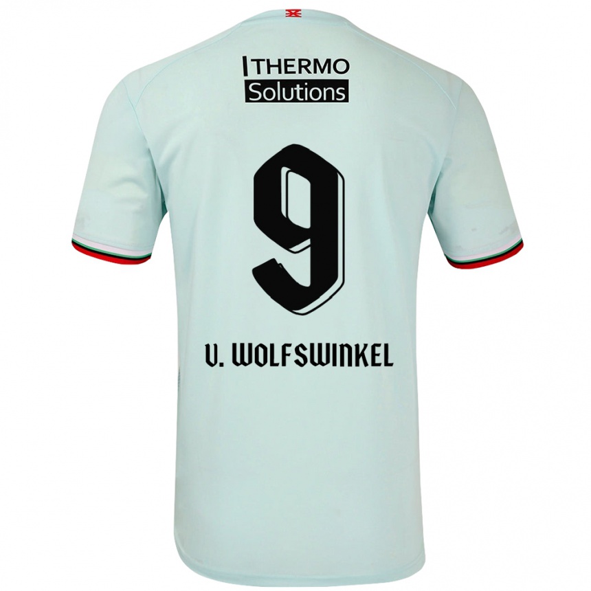 Kinder Fußball Ricky Van Wolfswinkel #9 Hellgrün Auswärtstrikot Trikot 2024/25 T-Shirt Luxemburg