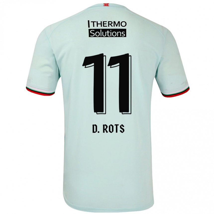 Kinder Fußball Daan Rots #11 Hellgrün Auswärtstrikot Trikot 2024/25 T-Shirt Luxemburg