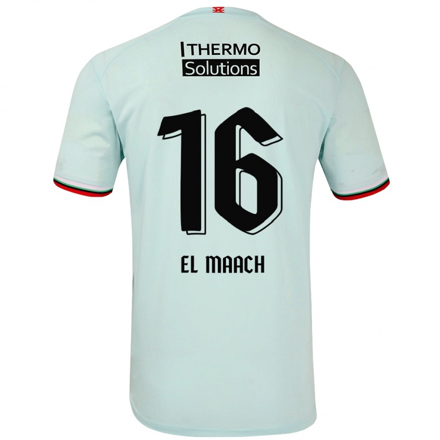 Kinder Fußball Issam El Maach #16 Hellgrün Auswärtstrikot Trikot 2024/25 T-Shirt Luxemburg